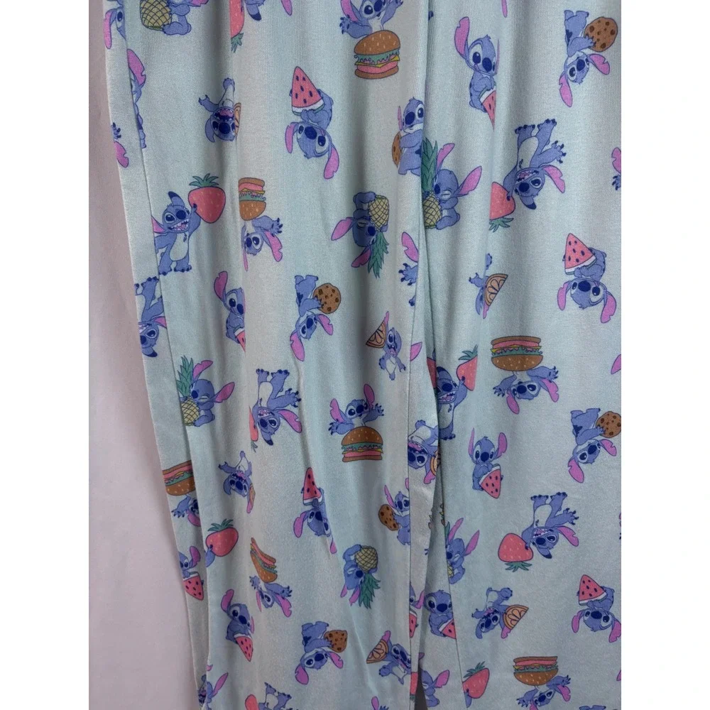 Disney Stitch Pajama Pants Lounge Sleepwear‎ Bottoms Light Blue Cartoon Print - Picture 4 of 8